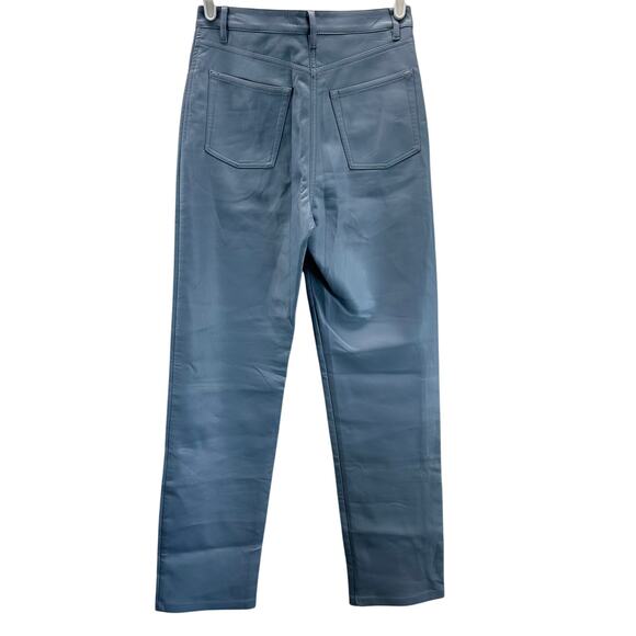 Artizia Wilfred Melina Pant High Waisted Vegan Leather Pants Light Blue 4 - Picture 3 of 16